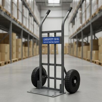 Loadcapacity 150 Kg Hand Truck Trolley Power Coated Durable Heavy Duty Industrial Transport Cart for Warehouse and Logistics